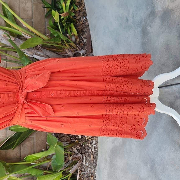 KATE SPADE Orange Eyelet Tie Waist Short Dress small - Picture 3 of 11